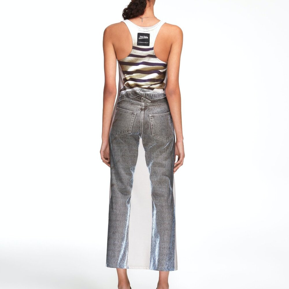 Y/project Jean Paul Gaultier Edition TROMPE L'OEIL MARINIER MAXI DRESS - WHITE - Picture 12 of 13